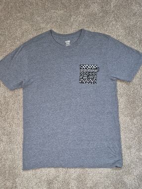 Vans Short Sleeve Gray Tee with Black & White Patterned Pocket